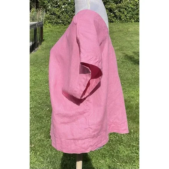 MADEWELL Linen Square Back Crewneck Top Short Sleeve Shirt Light Pink size XL - Picture 7 of 16